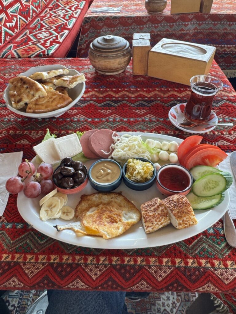 Traditional Turkish breakfast spread in Istanbul café