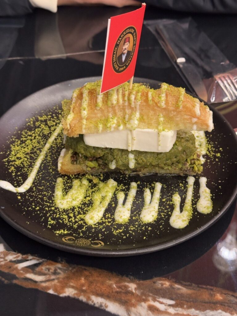 Pistachio dessert at Hafiz Mustafa 1864 in Istanbul, sweet stop on a weekend itinerary