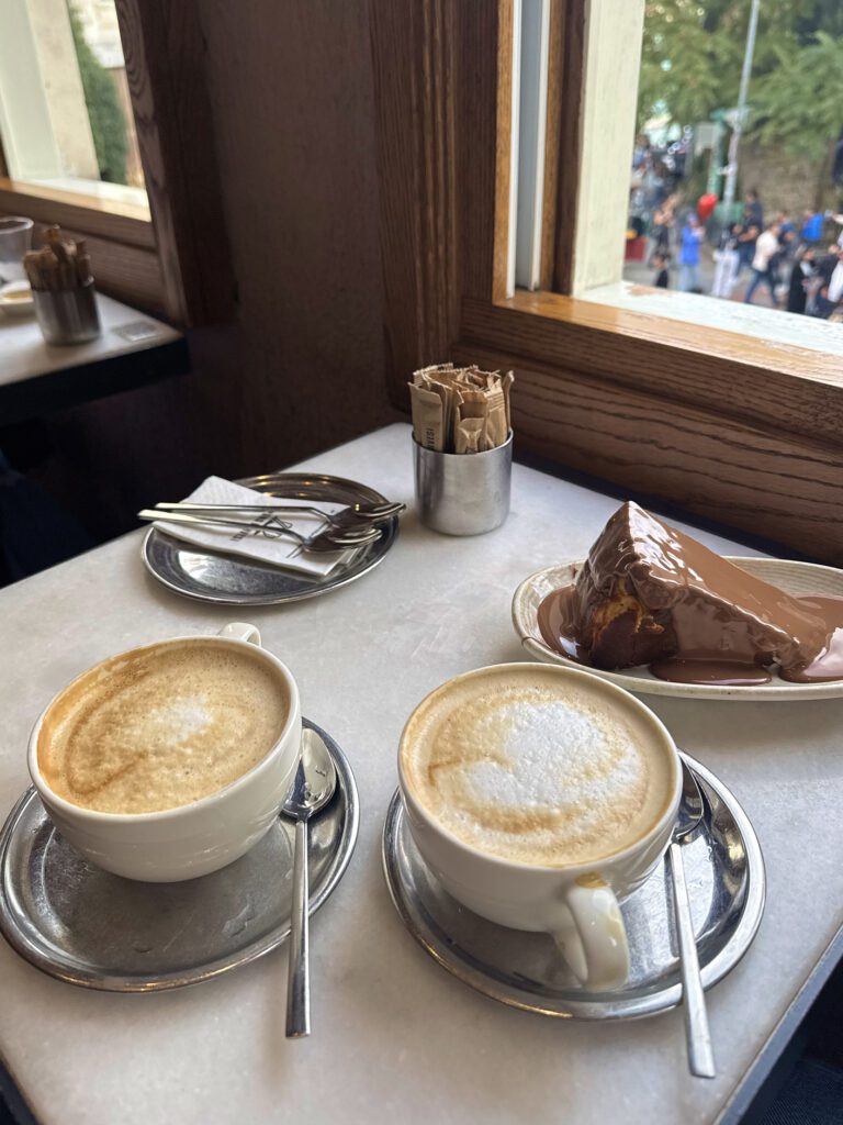 Coffee and cheesecake at an Istanbul café