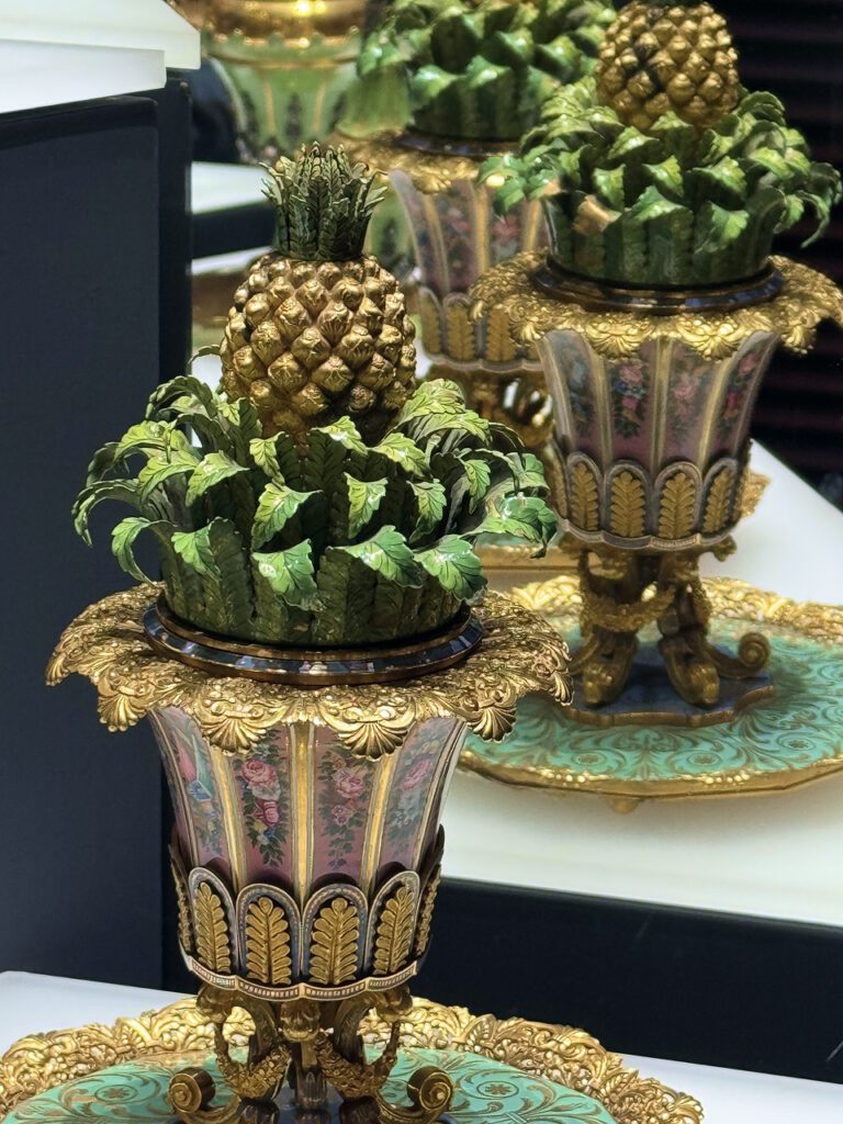 Gilded dishes inside the Topkapi Palace Museum in Istanbul
