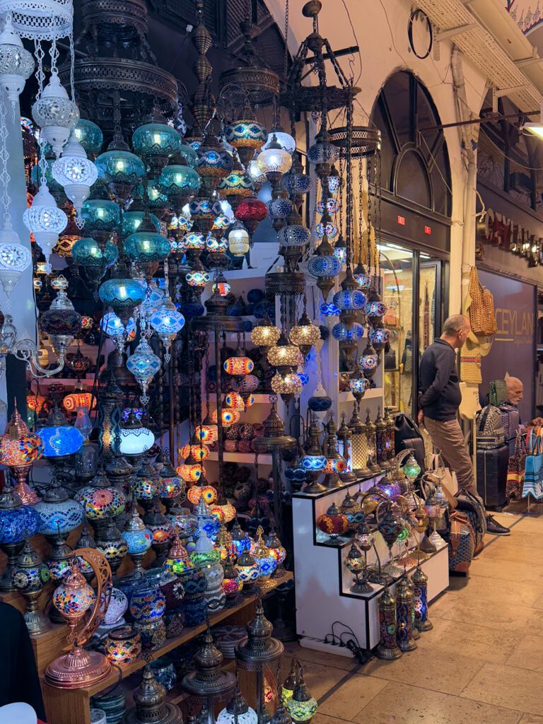 Colorful mosaic lamps for sale in Grand Bazaar Istanbul