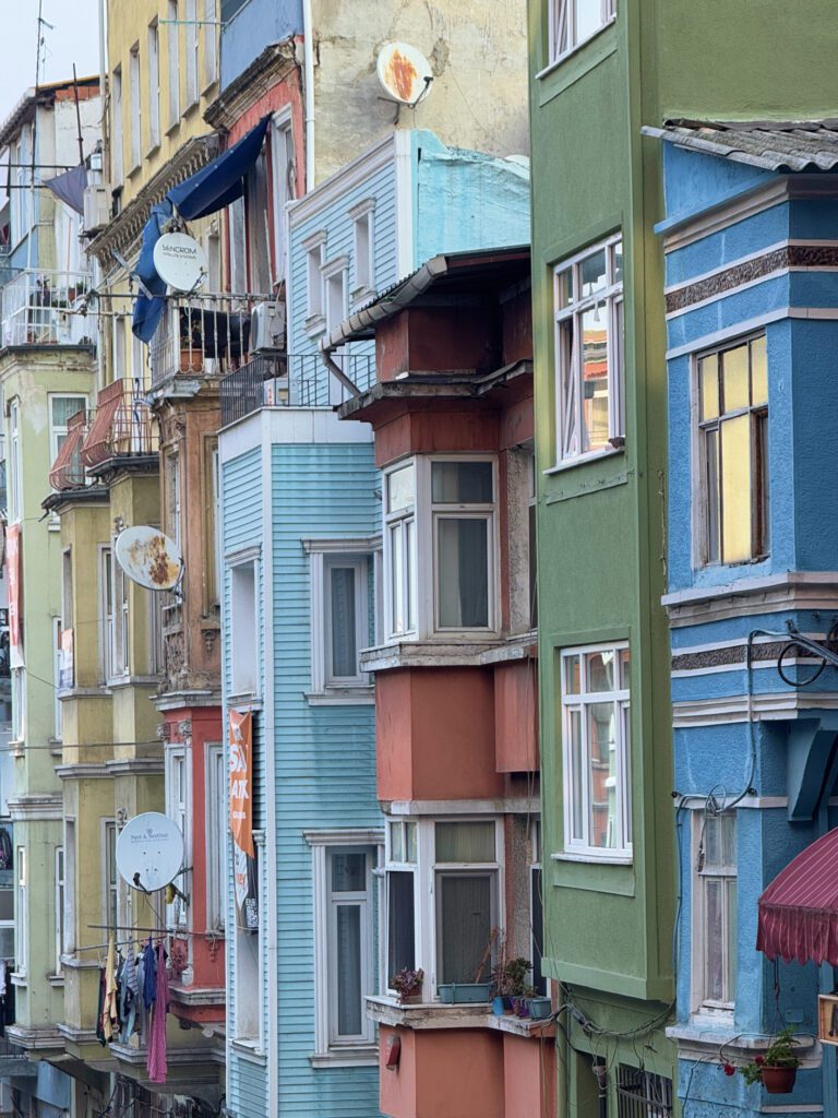 Brightly painted Balat houses in Istanbul, charming neighborhood stop on a weekend itinerary